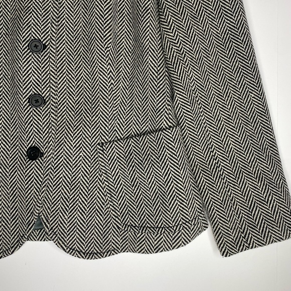 J.Crew Herringbone Wool Blend Coat Blazer Black & White Sz Sm EUC - Picture 5 of 7